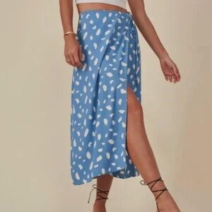 Reformation Blue and White Patterned Skirt